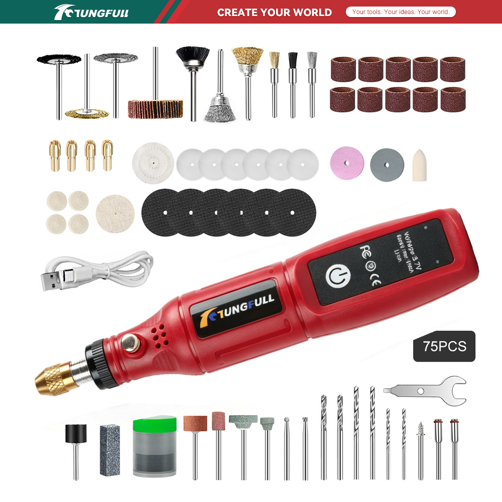 Jewelry Making Drill - TUNGFULL 3.7V Kablosuz Döner Alet USB
